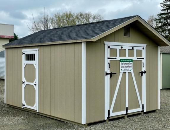 12 x 16 Peak Style Shed Front Entry w/Rampage Door/Ramp system